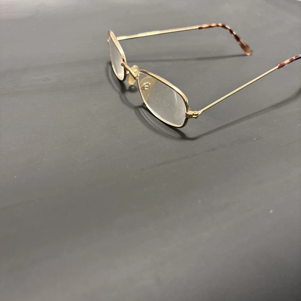 Gold Tone Metal Eyeglass Frames Small Oval Rectangle Tortoise Arms Frames Only